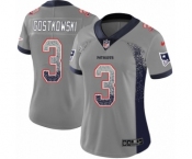 Women's Nike New England Patriots #3 Stephen Gostkowski Limited Gray Rush Drift Fashion NFL Jersey