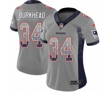 Women's Nike New England Patriots #34 Rex Burkhead Limited Gray Rush Drift Fashion NFL Jersey