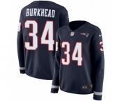 Women's Nike New England Patriots #34 Rex Burkhead Limited Navy Blue Therma Long Sleeve NFL Jersey