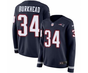 Women's Nike New England Patriots #34 Rex Burkhead Limited Navy Blue Therma Long Sleeve NFL Jersey