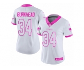 Women's Nike New England Patriots #34 Rex Burkhead Limited White Pink Rush Fashion NFL Jersey