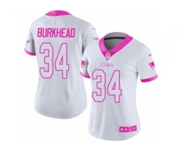 Women's Nike New England Patriots #34 Rex Burkhead Limited White Pink Rush Fashion NFL Jersey