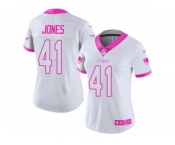Women's Nike New England Patriots #41 Cyrus Jones Limited White Pink Rush Fashion NFL Jersey