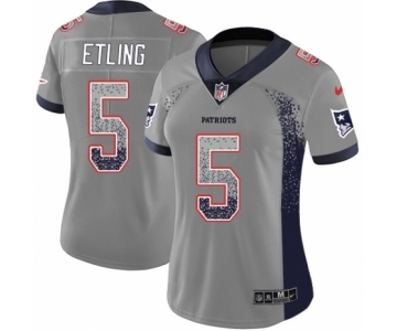Women's Nike New England Patriots #5 Danny Etling Limited Gray Rush Drift Fashion NFL Jersey