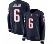 Women's Nike New England Patriots #6 Ryan Allen Limited Navy Blue Therma Long Sleeve NFL Jersey