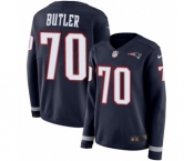 Women's Nike New England Patriots #70 Adam Butler Limited Navy Blue Therma Long Sleeve NFL Jersey