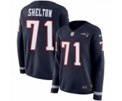 Women's Nike New England Patriots #71 Danny Shelton Limited Navy Blue Therma Long Sleeve NFL Jersey
