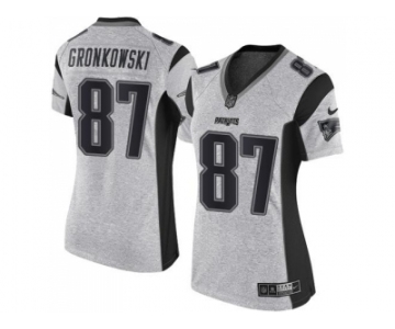 Women's Nike New England Patriots #87 Rob Gronkowski Gray Stitched NFL Limited Gridiron Gray II Jersey