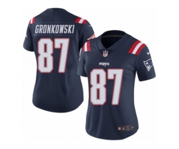 Women's Nike New England Patriots #87 Rob Gronkowski Limited Navy Blue Rush NFL Jersey