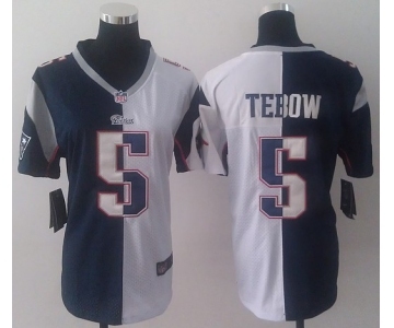 nike women nfl jerseys new england patriots #5 tebow white-blue[nike split]