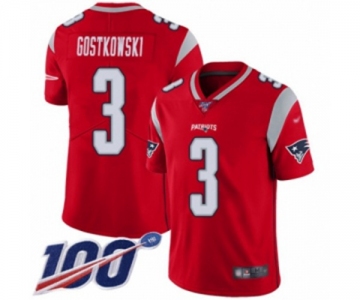 Youth New England Patriots #3 Stephen Gostkowski Limited Red Inverted Legend 100th Season Football Jersey