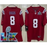 Youth New England Patriots #8 Stefon Diggs Limited Red Super Bowl LX Vapor Jersey