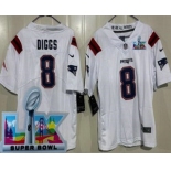Youth New England Patriots #8 Stefon Diggs Limited White Super Bowl LX Vapor Jersey