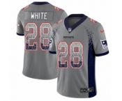 Youth Nike New England Patriots #28 James White Limited Gray Rush Drift Fashion NFL Jersey