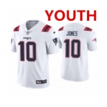 Youth new england patriots #10 mac jones white 2021 vapor limited football jersey