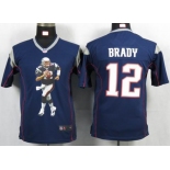 nike youth nfl jerseys new england patriots #12 tom brady blue[portrait fashion]