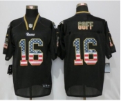 Men Nike St.Louis Rams #16 Jared Goff USA Flag Fashion Black Elite Jerseys