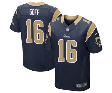 Men's Nike Los Angeles Rams #16 Jared Goff Elite Navy Blue Team Color NFL Jersey