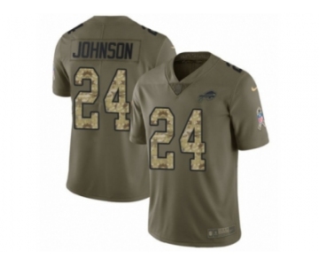 Men Nike Buffalo Bills #24 Leonard Johnson Limited Olive Camo 2017 Salute to Service NFL Jersey