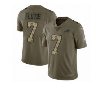 Men Nike Buffalo Bills #7 Doug Flutie Limited Olive Camo 2017 Salute to Service NFL Jersey