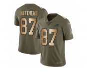 Men Nike Buffalo Bills #87 Jordan Matthews Limited Olive Gold 2017 Salute to Service NFL Jersey
