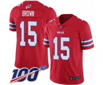 Men's Buffalo Bills #15 John Brown Limited Red Rush Vapor Untouchable 100th Season Football Jersey