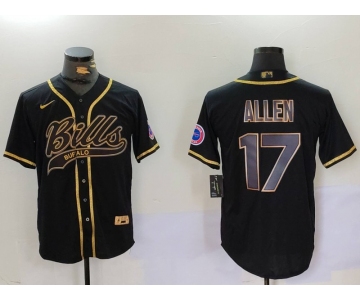 Men's Buffalo Bills #17 Josh Allen Black Cool Base Stitched Baseball Jerseys