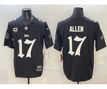Men's Buffalo Bills #17 Josh Allen Black F.U.S.E. 'Gothic Cold Front Edition' With 4-Star C Patch Vapor Limited Stitched Football Jersey