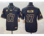 Men's Buffalo Bills #17 Josh Allen Black Gold 2025 F.U.S.E. “Rivalries” With Bills Mafia Patch & 4-Star C Patch Vapor Limited Football Stitched Jersey