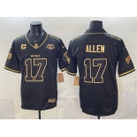 Men's Buffalo Bills #17 Josh Allen Black Gold 2025 F.U.S.E. “Rivalries” With Farewell Patch & 4-Star C Patch Vapor Limited Football Stitched Jersey