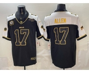 Men's Buffalo Bills #17 Josh Allen Black Gold 2025 F.U.S.E. With Bills Mafia Patch & 4-Star C Patch Vapor Limited Football Stitched Jersey