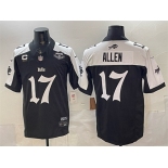 Men's Buffalo Bills #17 Josh Allen Black White 2025 F.U.S.E. 'Gothic Cold Front Edition' With Farewell Patch & 4-Star C Patch Vapor Limited Football Stitch Men's Buffalo Bills #17 Josh Allen Black White 2025 F.U.S.E. 'Gothic Cold Front Edition' With Farewell Patch & 4-Star C Patch Vapor Limited Football Stitch