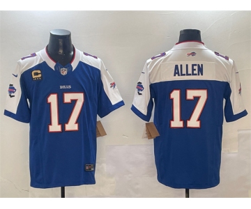 Men's Buffalo Bills #17 Josh Allen Blue White F.U.S.E. With 4-star C Ptach Football Stitched Jersey