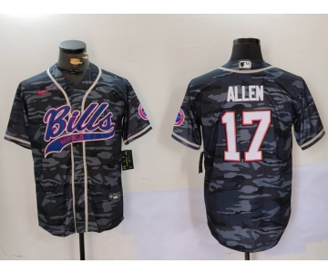 Men's Buffalo Bills #17 Josh Allen Camo Team Cool Base Stitched Baseball Jersey