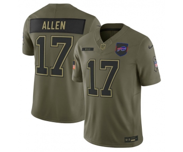 Men's Buffalo Bills #17 Josh Allen Olive 2025 Salute to Service Limited Football Stitched Jersey