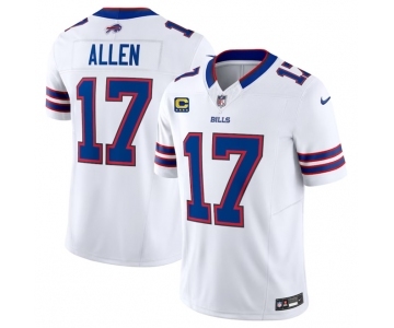 Men's Buffalo Bills #17 Josh Allen White 2023 F.U.S.E. With 4-Star C Patch Vapor Untouchable Limited Football Stitched Jersey