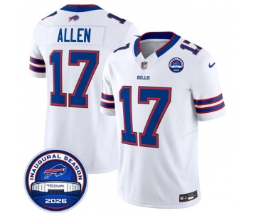 Men's Buffalo Bills #17 Josh Allen White F.U.S.E. 2026 Inaugural Season at Highmark Stadium Football Stitched Jersey