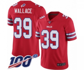 Men's Buffalo Bills #39 Levi Wallace Limited Red Rush Vapor Untouchable 100th Season Football Jersey