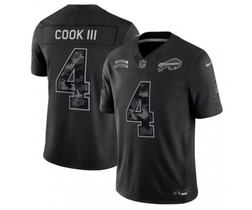 Men's Buffalo Bills #4 James Cook III Black 2026 F.U.S.E. Salute to Service Limited Stitched Football Jersey
