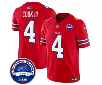 Men's Buffalo Bills #4 James Cook III Red F.U.S.E. 2026 Inaugural Season at Highmark Stadium Football Stitched Jersey