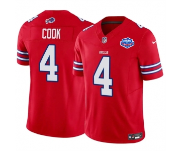 Men's Buffalo Bills #4 James Cook Red 2025 F.U.S.E. With Farewell Patch Vapor Untouchable Limited Football Stitched Jersey