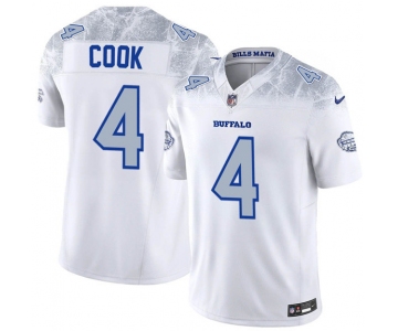 Men's Buffalo Bills #4 James Cook White 2025 F.U.S.E. “Rivalries” Vapor Limited Football Stitched Jersey