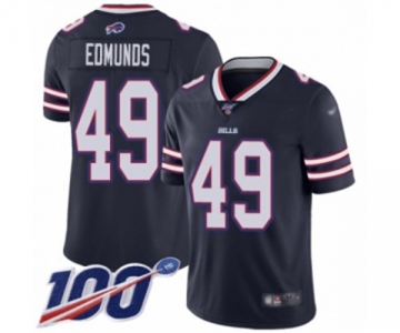 Men's Buffalo Bills #49 Tremaine Edmunds Limited Navy Blue Inverted Legend 100th Season Football Jersey