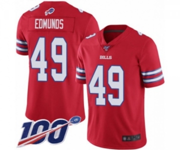Men's Buffalo Bills #49 Tremaine Edmunds Limited Red Rush Vapor Untouchable 100th Season Football Jersey
