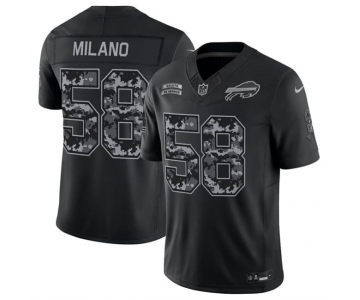 Men's Buffalo Bills #58 Matt Milano Black 2026 F.U.S.E. Salute to Service Limited Stitched Football Jersey