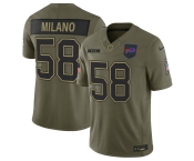 Men's Buffalo Bills #58 Matt Milano Olive 2025 Salute to Service Limited Football Stitched Jersey