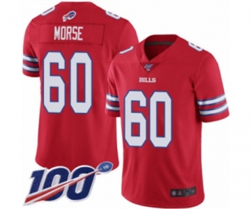 Men's Buffalo Bills #60 Mitch Morse Limited Red Rush Vapor Untouchable 100th Season Football Jersey