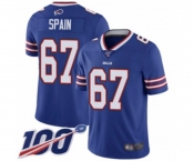 Men's Buffalo Bills #67 Quinton Spain Royal Blue Team Color Vapor Untouchable Limited Player 100th Season Football Jersey