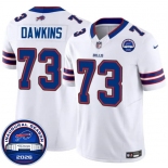 Men's Buffalo Bills #73 Dion Dawkins White F.U.S.E. 2026 Inaugural Season at Highmark Stadium Football Stitched Jersey Men's Buffalo Bills #73 Dion Dawkins White F.U.S.E. 2026 Inaugural Season at Highmark Stadium Football Stitched Jersey