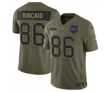 Men's Buffalo Bills #86 Dalton Kincaid Olive 2025 Salute to Service Limited Football Stitched Jersey